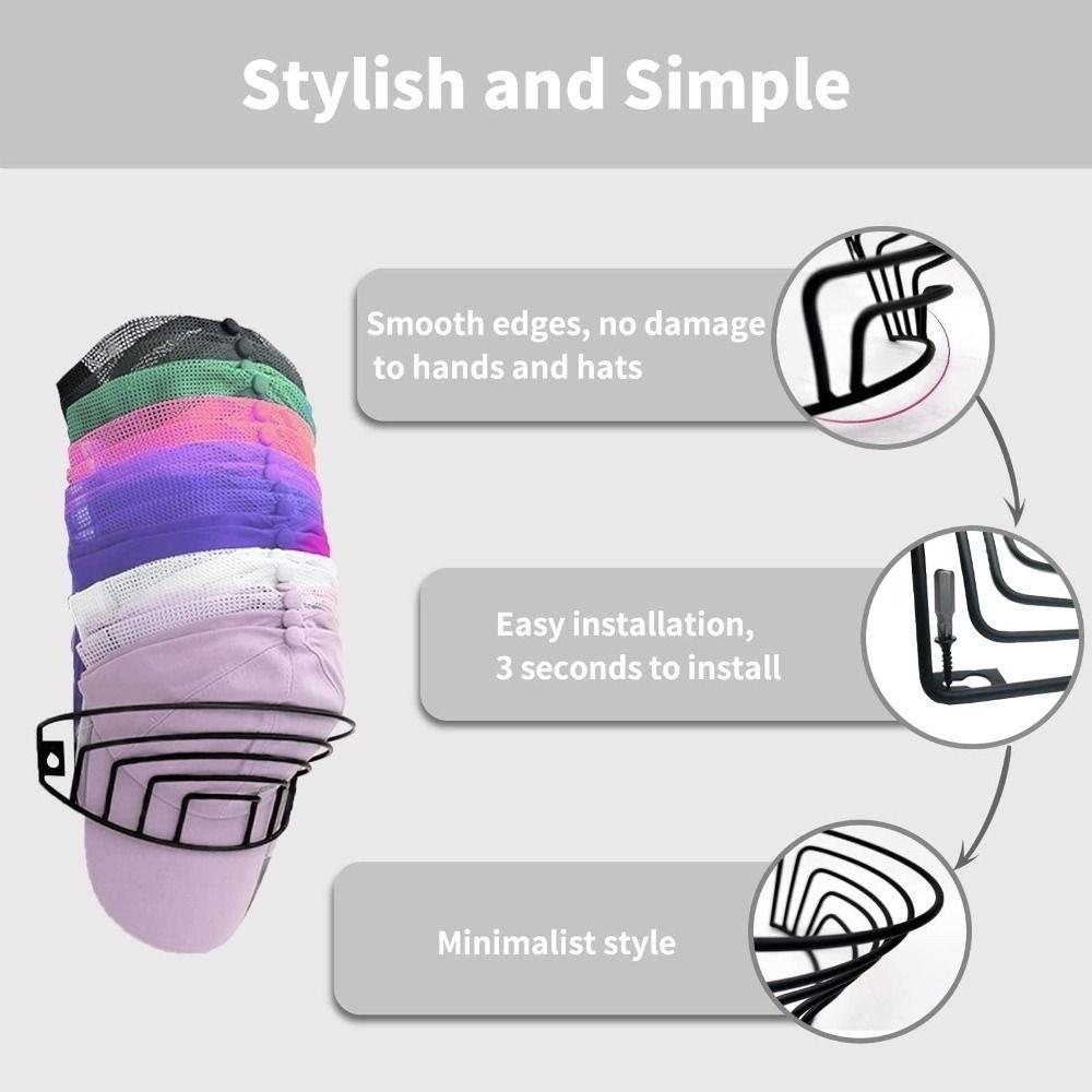 Strong Holder Baseball Cap Organizer Black Wall Hanging Cap Holder Hat Rack Closet Organization