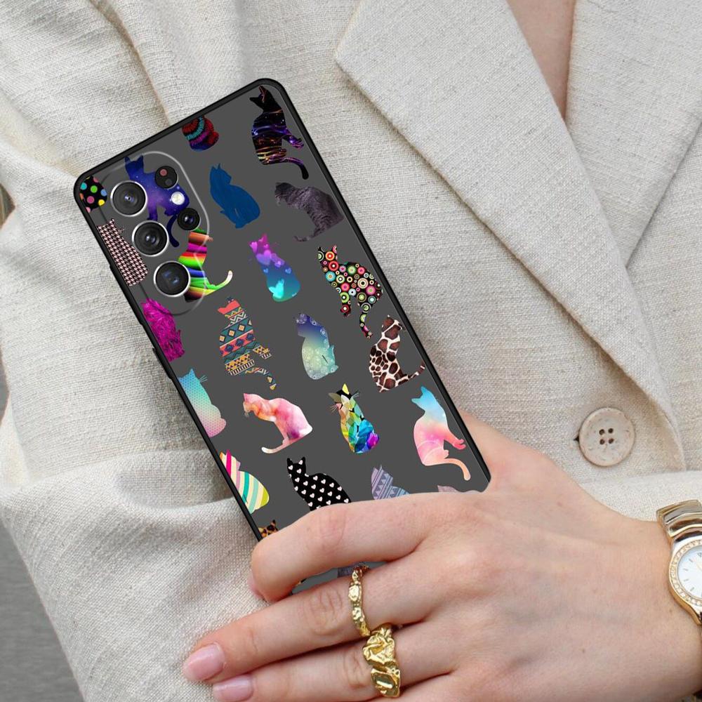 Space Happy Cats Cell Phone Case for Samsung Galaxy S26 Ultra S25 S24 S23 S22 S21 S20 Note10 Cover