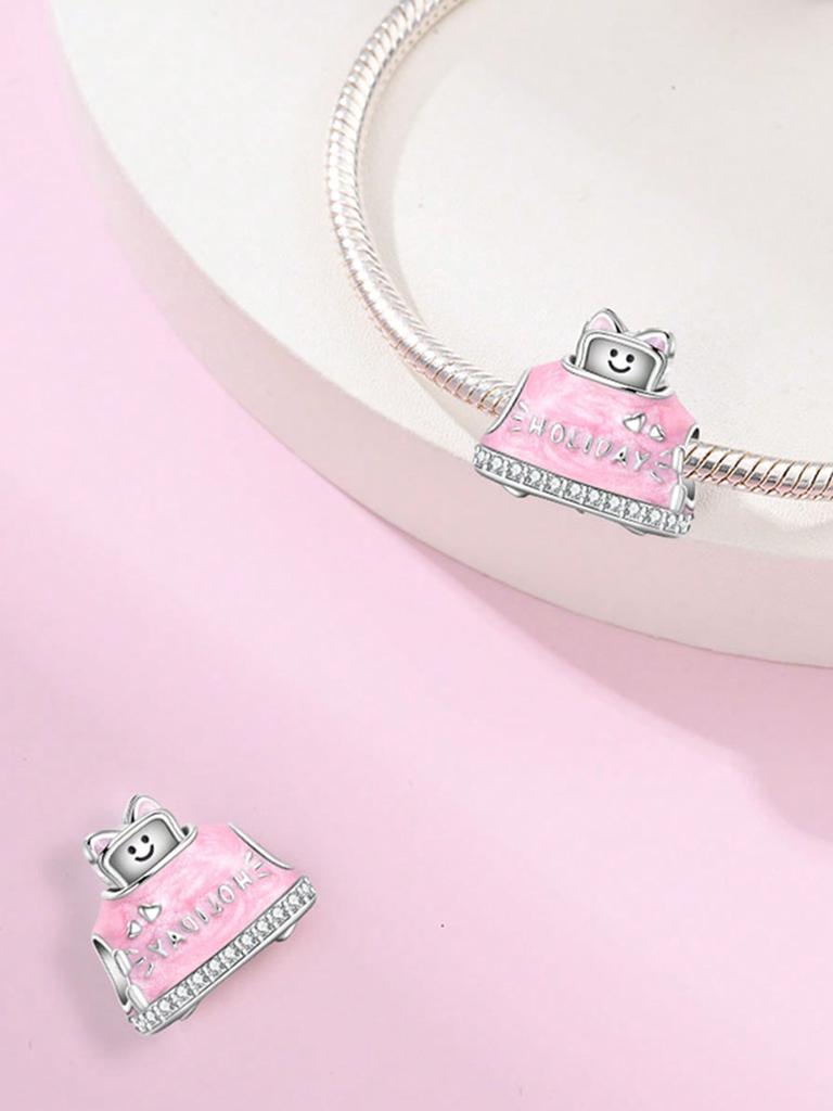 Charms Plata Pink Oven Rose Perfume Beads Charm Copper Plated Fit Charms Original Bracelet For Jewelry Making Diy Charm