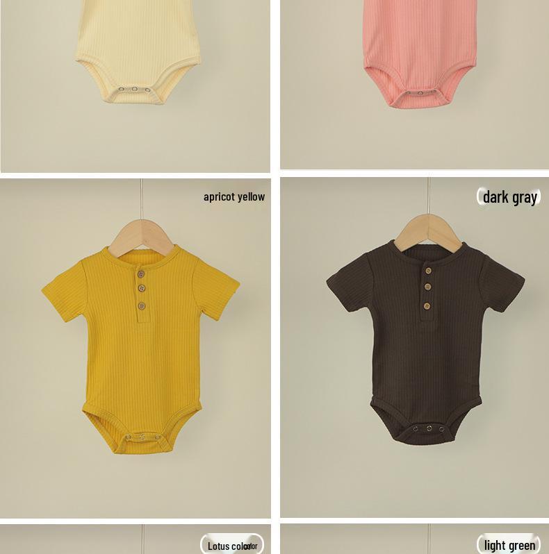 Gerippter Kurzarm-Strampler für Neugeborene - Unisex-Frühlings- bis Herbst-Outfit