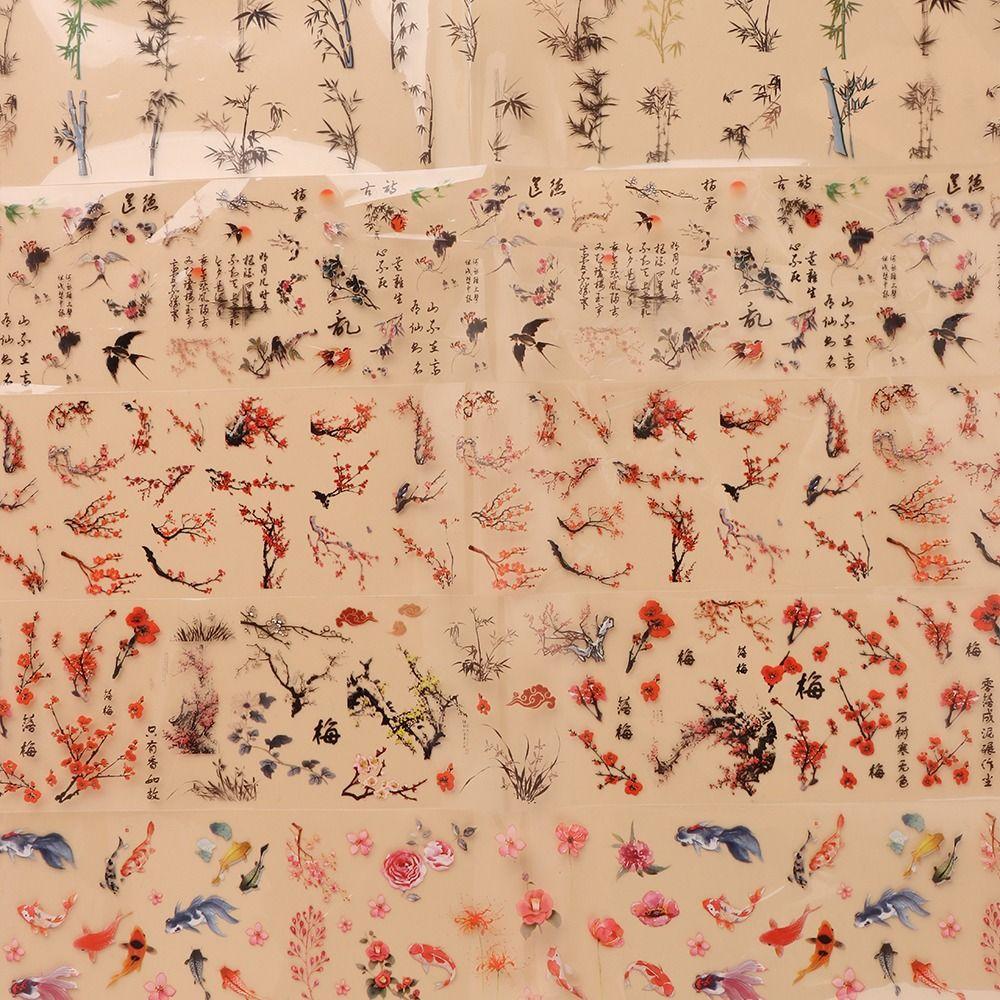 Sticker For Nails Ink Painting Nail Decoration Foil Stickers Nail Art Decor Chinese Style Sticker