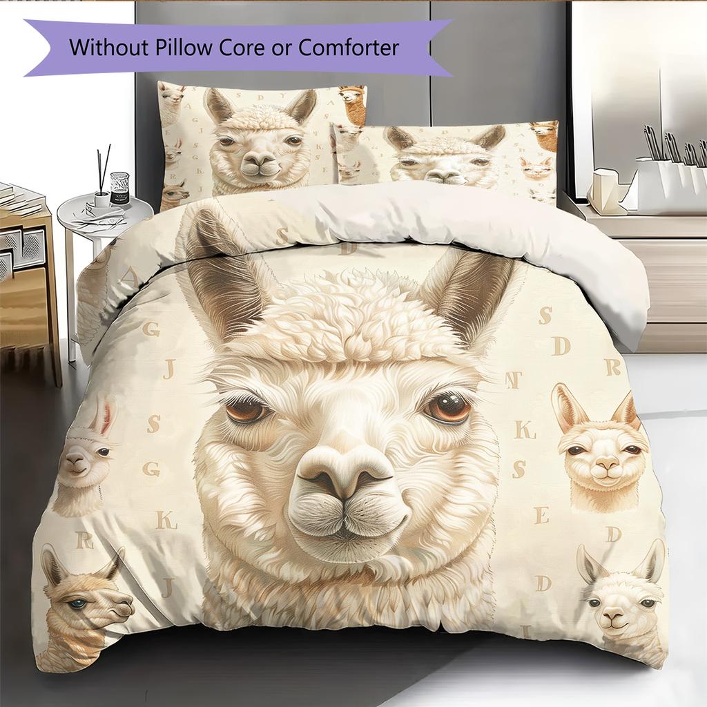 Biancheria da letto con motivo alpaca Decorazione per la casa Regalo di compleanno (1 * copripiumino + 2 * federa, senza nucleo)
