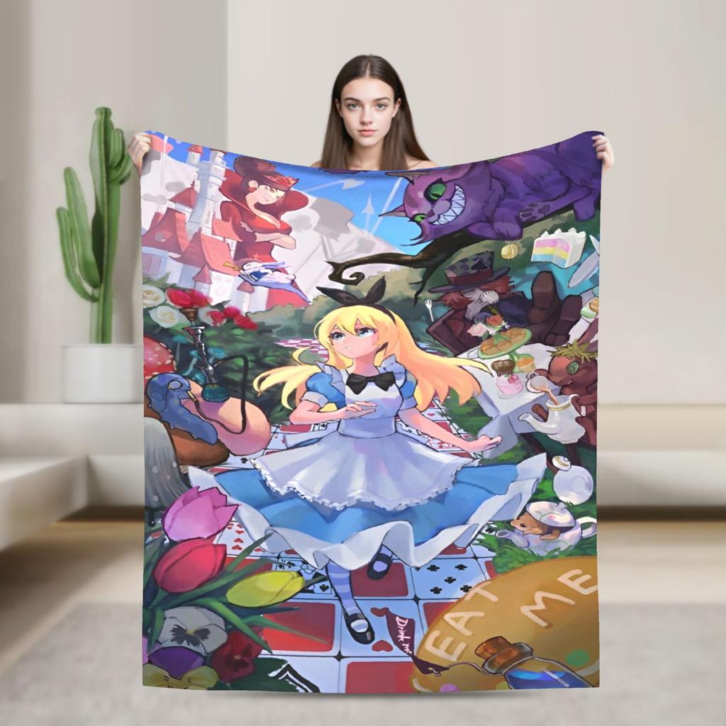 Cartoon Alice in Wonderland  Blankets  Flannel Awesome Warm Throw Blankets for Bed Sofa Autumn/Winter