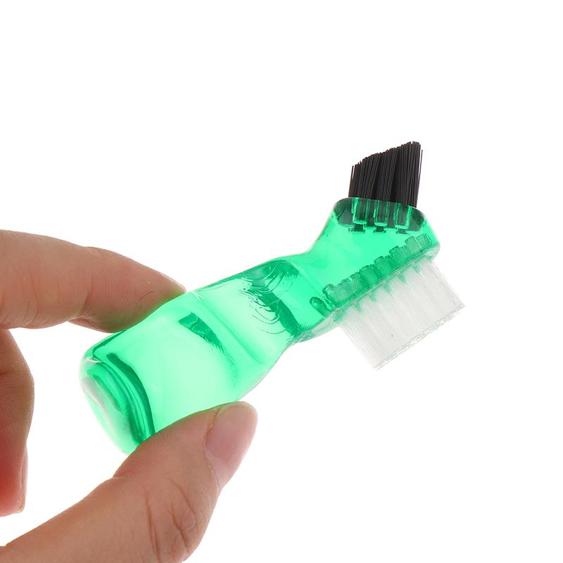 Denture Cleaning Brush Bristles & Ergonomic Rubber Handle Multi-Layered Bristles False Teeth Brush Oral Care Tool