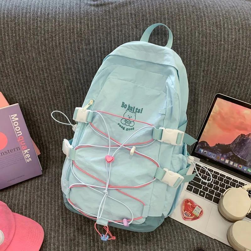 High Quality Solid Nylon Backpack with Soft Shoulder Strap Large Capacity Casual Style Backpack with Air Cushion Strap Simple College Style Bag