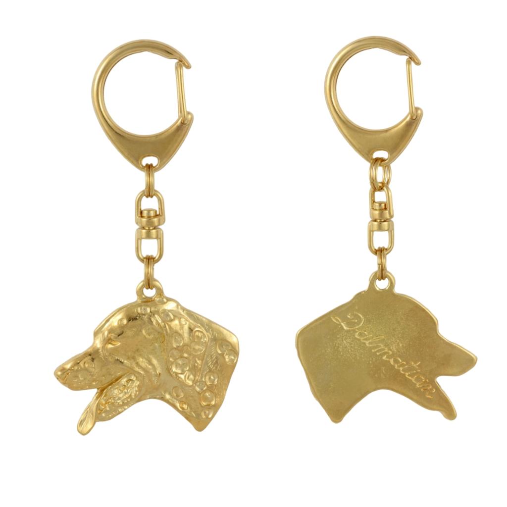 Dalmatian, Carriage Dog, Spotted Coach Dog - Gilded key ring with dog in gift box, handbag decoration, luxury accessory by Art-Dog brand