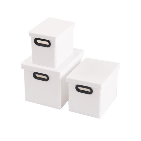 

3Pcs/Set Simulation Storage Box 1:12 Miniature Scale Three-Piece Stacking Design Smooth Edges Safe Play Storage Organizer Dollhouse Accessory білий