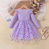 Sweet Girls' Dress Spring/Fall Children's Fashion Long-Sleeve Sequin Mesh Dress