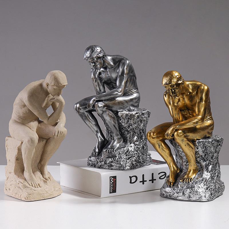 European Style Thinker Sculpture: Creative Ornament for Bookcases and Wine Cabinets