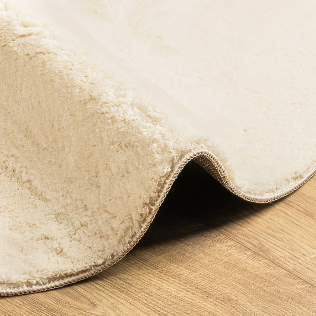 HUARTE Rug Short Pile Soft and Washable Cream Ø 80 cm