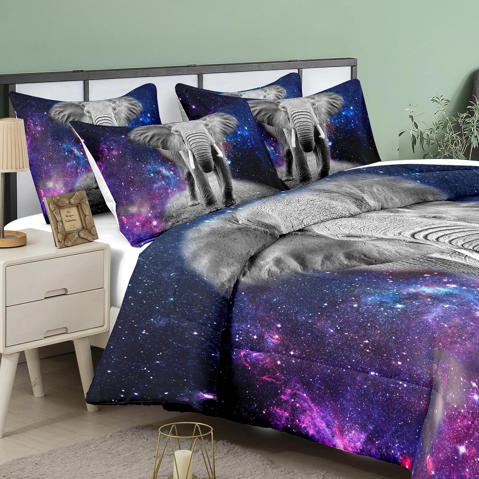 

Комплект пододеяльника для слона размера Queen, тематика диких животных, комплект постельного белья Twin для детей, подростков, мальчиков, удобный двуспальный/королевский пододеяльник EU Twin 135x200cm