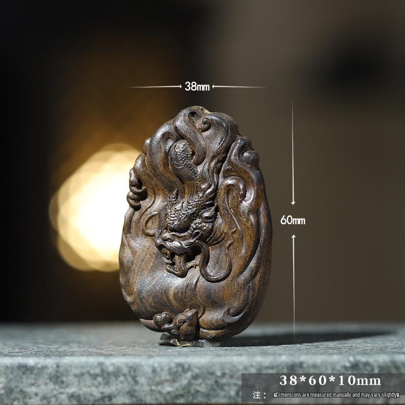 Bodhisattva Agarwood Dragon Chess Pendant - Chinese Wooden Handheld Plaything
