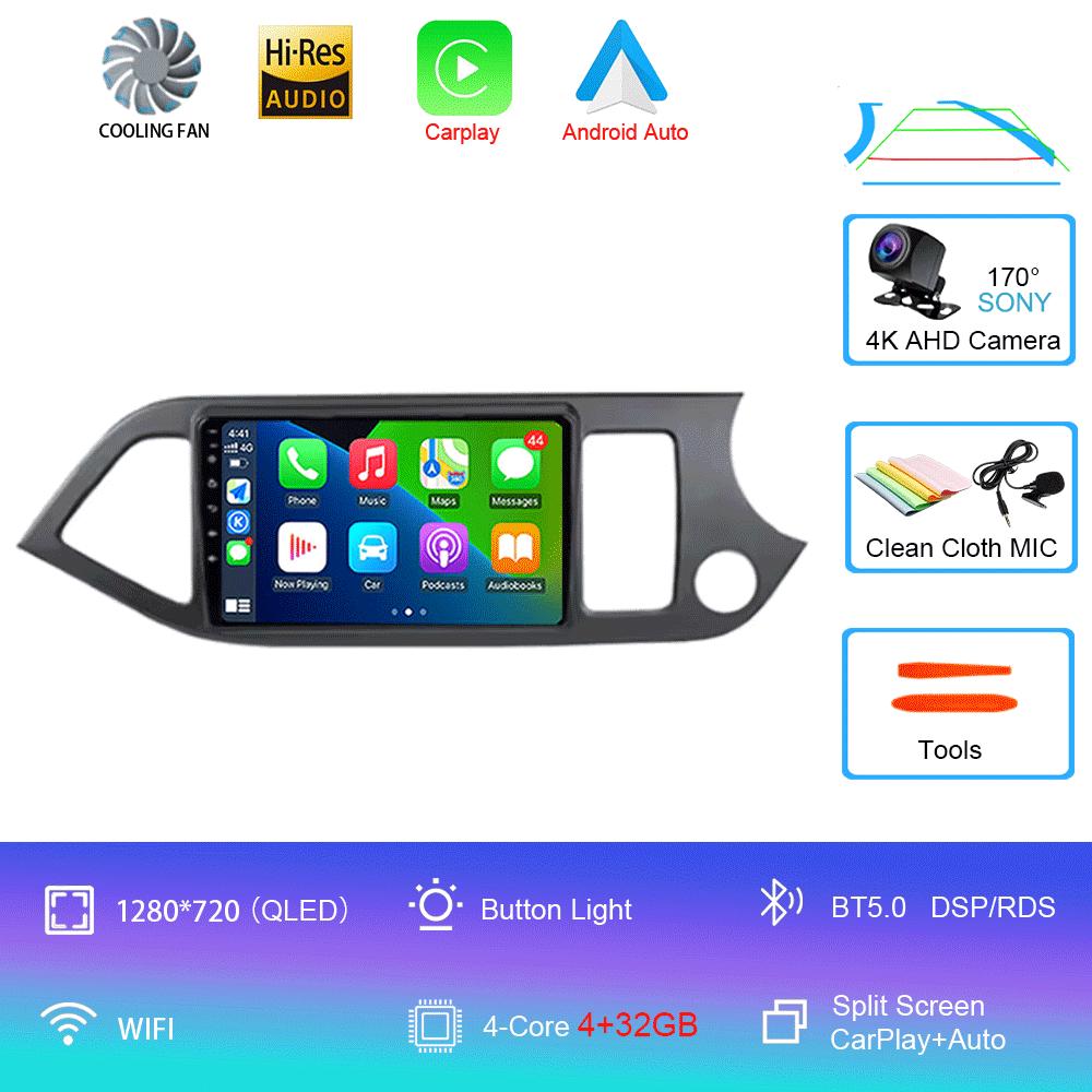 Android 14 Car Radio For KIA PICANTO Morning 2 2011 - 2016 Multimedia video Player 2 Din Carplay Stereo GPS Head Unit 4G WIFI