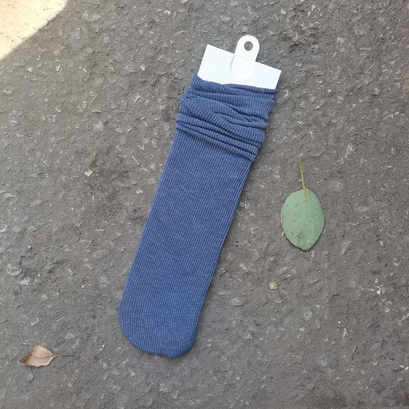 Women's Cotton Blend Fleece-Lined Mid-Calf Scrunch Socks – Warm, Thick, Japanese Style for Spring, Autumn, & Winter