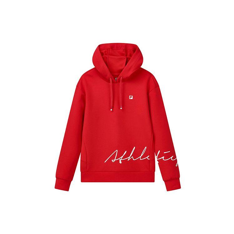

FILA Athletics Letter Print Knitted Sports Hoodie Women hoodies Red A11W211209FRD S