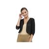 Style Quotient Women Black Cotton Self Design Lace Crop Open Front Shrug