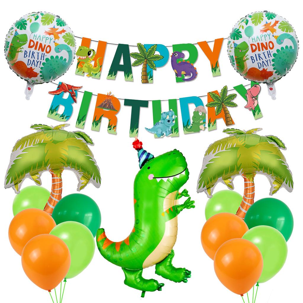 Dinosaur Theme Aluminum Film Balloon Set Birthday Hat Dinosaur Party Balloon Baby Birthday Decoration Balloon