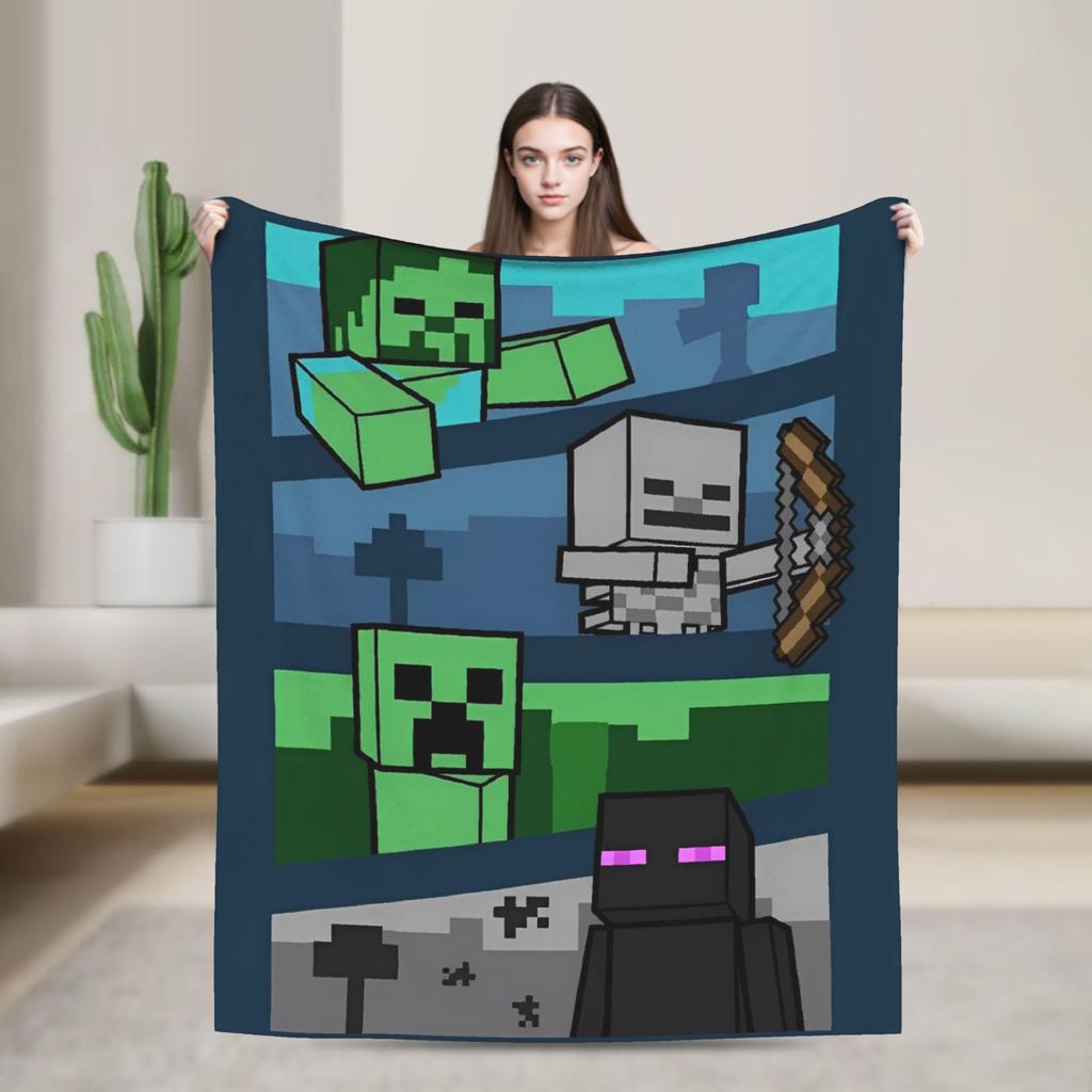 Pig Pixel Game Blanket Quality Warm Soft  Throw Blanket Winter Picnic Couch Chair Sofa Bed Novelty Bedspread