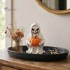 Durable Resin Halloween Ornament White Ghost Pumpkin Statue, Spooky Holding Mini Party Props for Countertops Figurine Garden Yard Tabletop Mantel Home