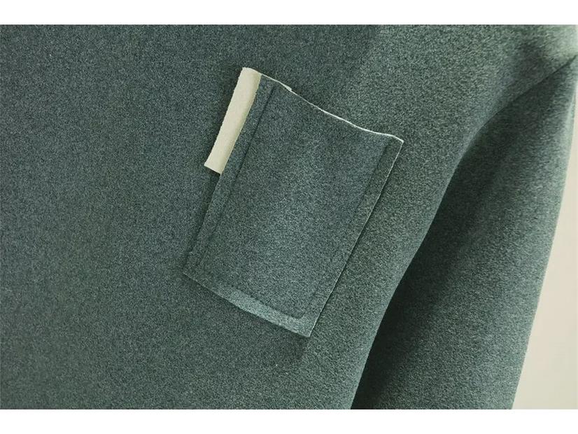German Velvet Women's Half Turtleneck Pocket Top - Thick, Warm, Slimming, and Versatile Two-In-One for Autumn/Winter.