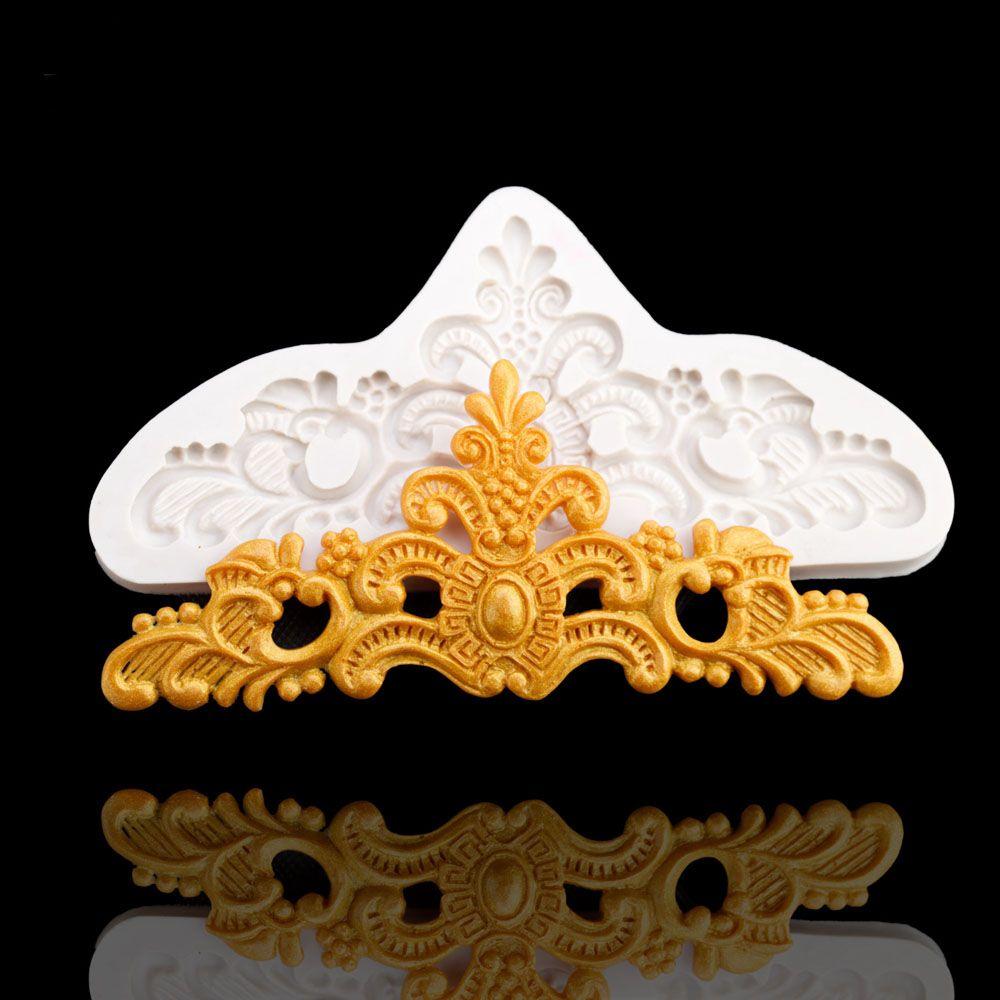 Cupcake Topper Baking Tool for Cake Crown Mold Baroque Relief Mould Cake Decorations Fondant Mold
