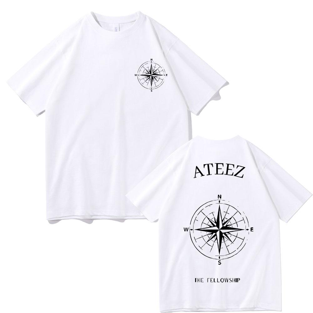Korean Fashion Trend Ateez Band Tshirts Male Hip Hop Trend Tees Unsiex Fans Gift Short Sleeve Unisex Womens Kpop Oversized Tshirt S