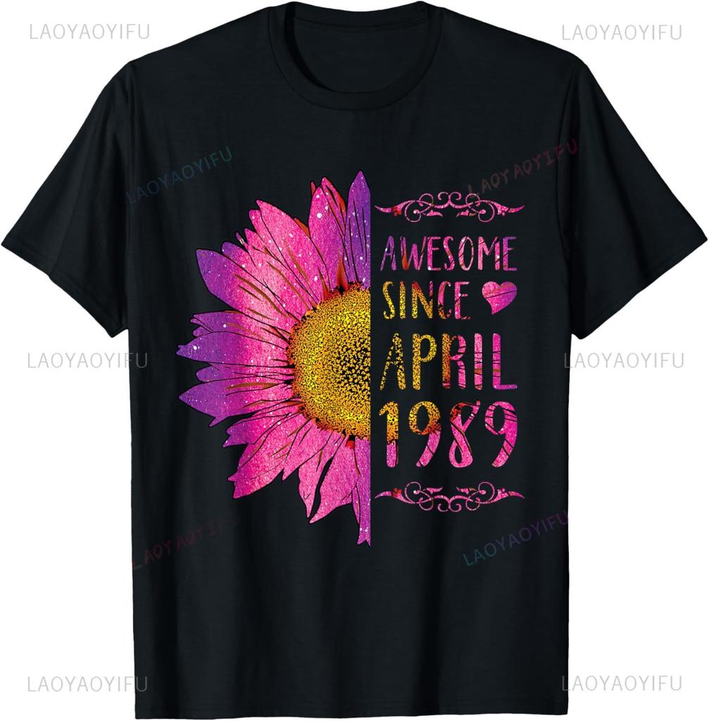 36 Year Old Made in 1989 Floral 36th Birthday Gifts Women TShirt Print Original Design Gifts T Shirts Casual Camisas Streetwear