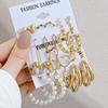 Vintage Gold Geometric Women's Earrings Set Ear Studs Fashion Pearl Circle Hoop Earrings for Women 2022 Trend Female Jewelry Gifts