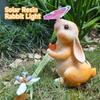 Solar Bunny Statue Garden Decor with Butterfly LED Light Resin Animal Sculpture Figurine Outdoor Decoration for Garden Courtyard