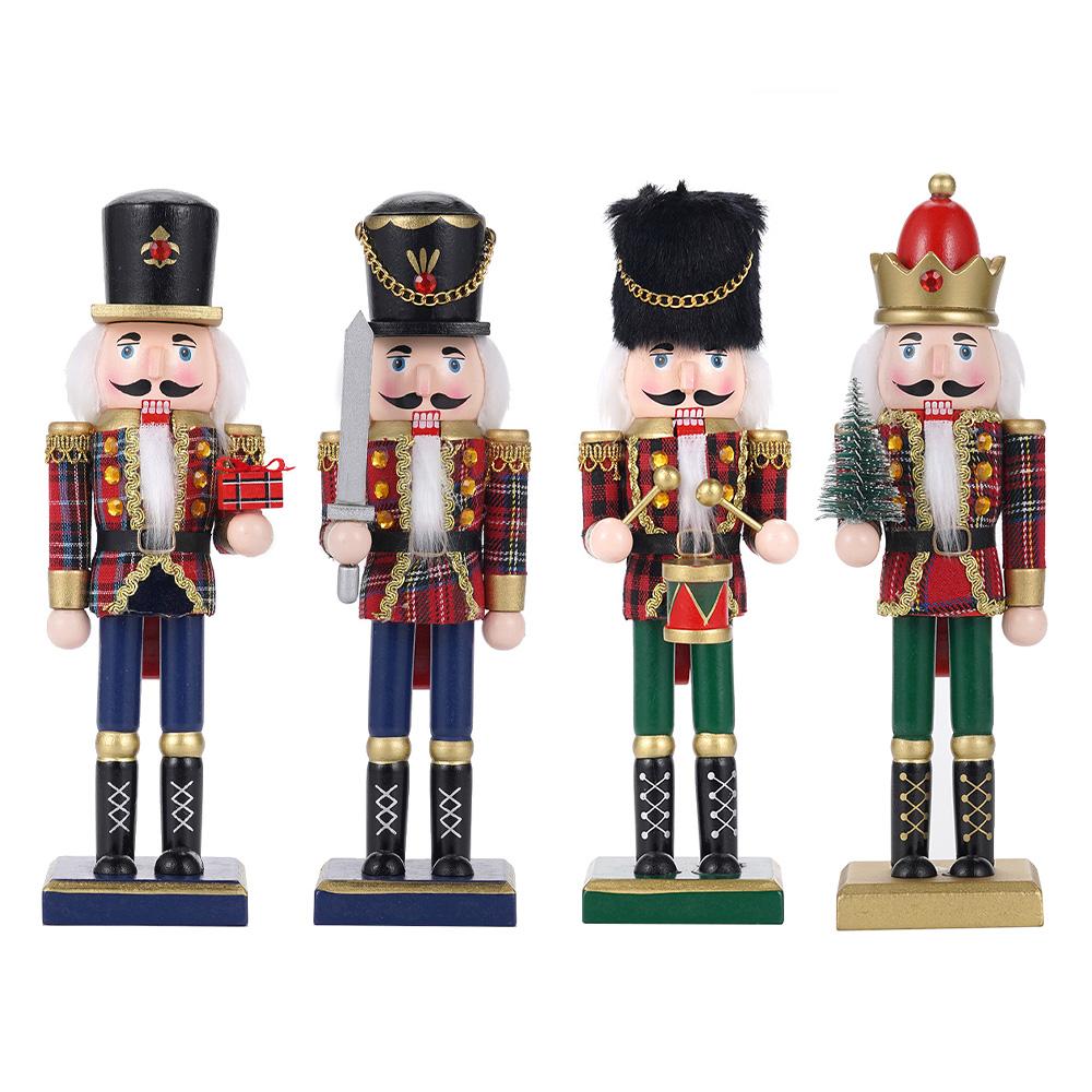 25CM Świąteczny Dziadek do Orzechów Szkocki żołnierz w paski Ręcznie robiona Dekoracja Świąteczna Noworoczna Dekoracja na Imprezę Świąteczną Prezent