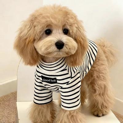 Polyester Dog Clothes Soft Striped Sweater Cute Pet Dog Thermal Shirt  for Small Large Dog