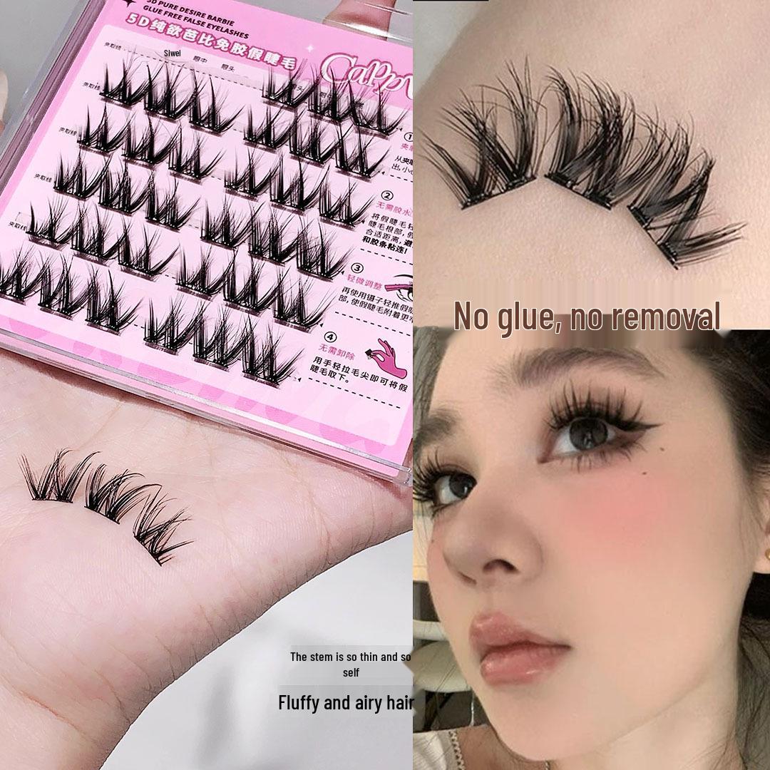 Cappuvini 5D Natural Curl Voluminous Korean-Style False Eyelashes – Glue-Free, Dense, Girl Group Design
