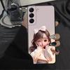 Case for Samsung Galaxy A20 A13 A06 A40 A16 A05 A10 A12 A30 A15 A17 A70 A50 A04 Black Soft Phone Cover Cartoon Girl Pattern