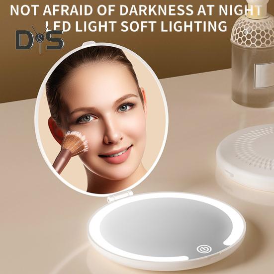 LED Lighted Makeup Mirror 3 Colors Lighting Adjustable Flip Mirror USB Rechargeable Portable Travel Mini Vanity Mirror with Lamp