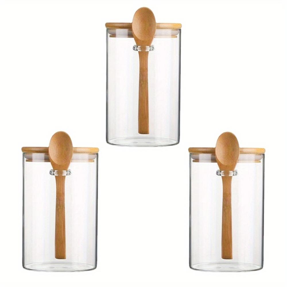 1/2/3/4pcs Overnight Oats Containers with Lid 16oz Airtight Glass Jars with Spoon for Chia Seed Pudding Salad Cereal Coffee Tea