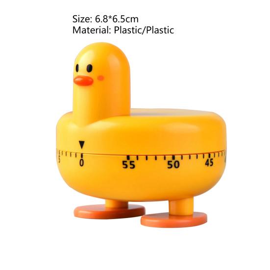 Kitchen Timer Eye-catching Cartoon Shape Plastic Lovely Duck Mechanical Study Timer for Home