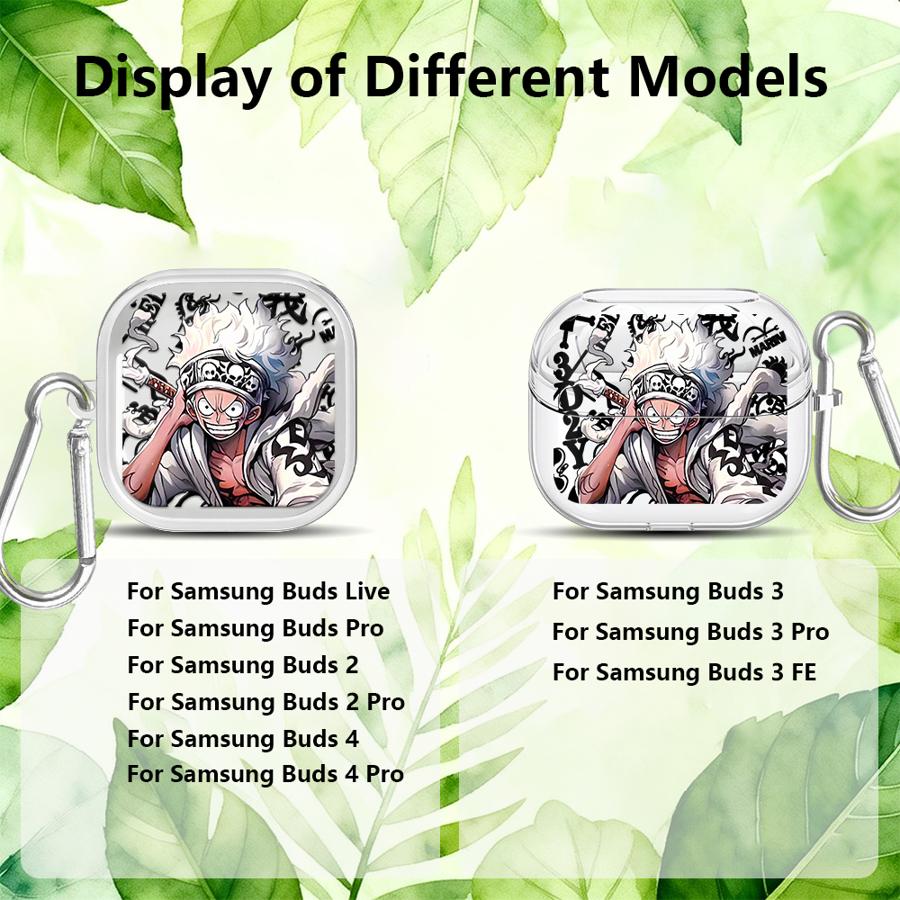 Custodie Trasparenti per Auricolari Cover Con Gancio Custodia Per Samsung Galaxy Buds 4 Pro 2Pro Live 3 FE 4Pro 2 3Pro Anime One Piece Luffy Zoro