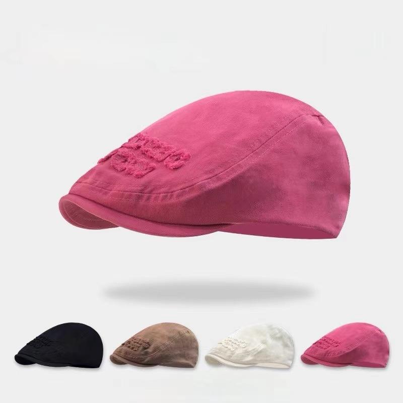 

Шляпа женская 2025 новая литературная и ретро шляпа вперед тонкий дышащий берет с утиным язычком милая шляпа газетчика художника M（56-58cm） чёрный