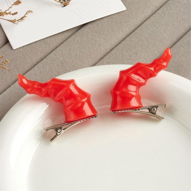 2PCS Goth Devil Horn Shape Hair Clip Halloween Party Hairpin for Woman Girls Taking Photo Braids Role Play Hairpin
