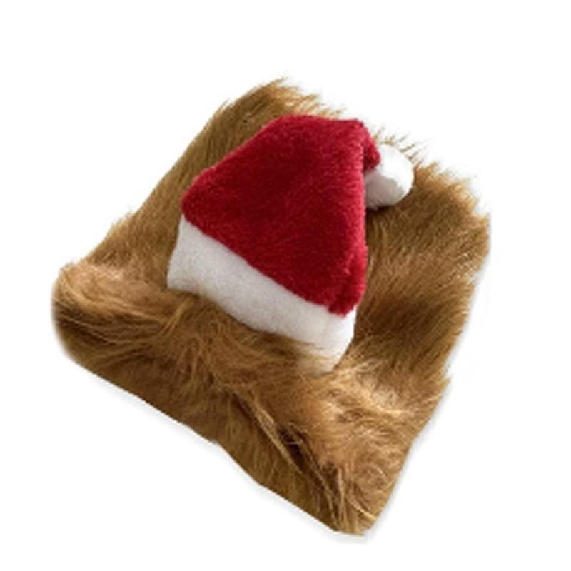 Pet Lions Wigs Christmas Hat  Dogs Funny Costume With BeardHoliday Party Accessory