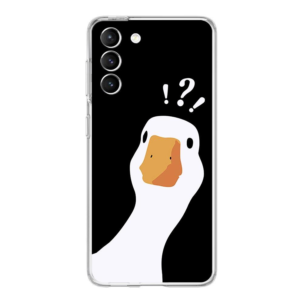Cartoon Doubt Duck Shockproof Phone Case For Samsung Galaxy S23 Ultra S22 5G S20 S21 FE 5G S10E S9 S8 S10 Plus Soft Clear Cover