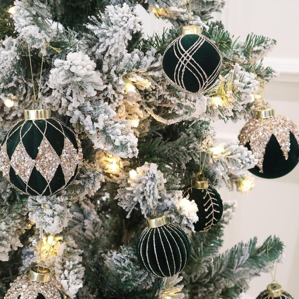 16Pcs Shiny Flocking Christmas Ball 6cm Christmas Tree Decoration  Festival Ornament