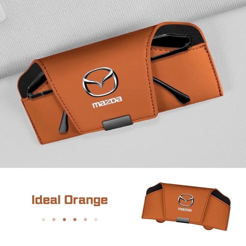 Leather Car Sun Visor Sunglasses Holder Eyeglasses Storage Clip For Mazda CX5 CX30 CX50 CX3 CX8 CX9 CX60 CX70 CX90 Mazda3 MX5