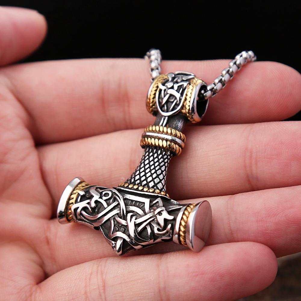 Severský Viking Nerezová ocel Thorovo kladivo Mjolnir Skandinávská runová amuletová řetízek Vegvisir Kotva přívěsek Pánské šperky