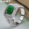 925 Silber Quadratischer Grüner Kristall 7-10 Ring Für Damen Modeaccessoires Schmuck