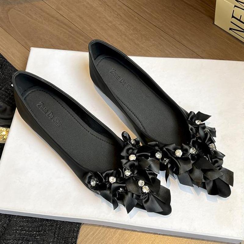Fashion 2025 Women Summer Shoes New Pointed Toe Slingback Shoes Design Flower Flats Office Shoes Beige Pumps Chaussures Femme Loafers