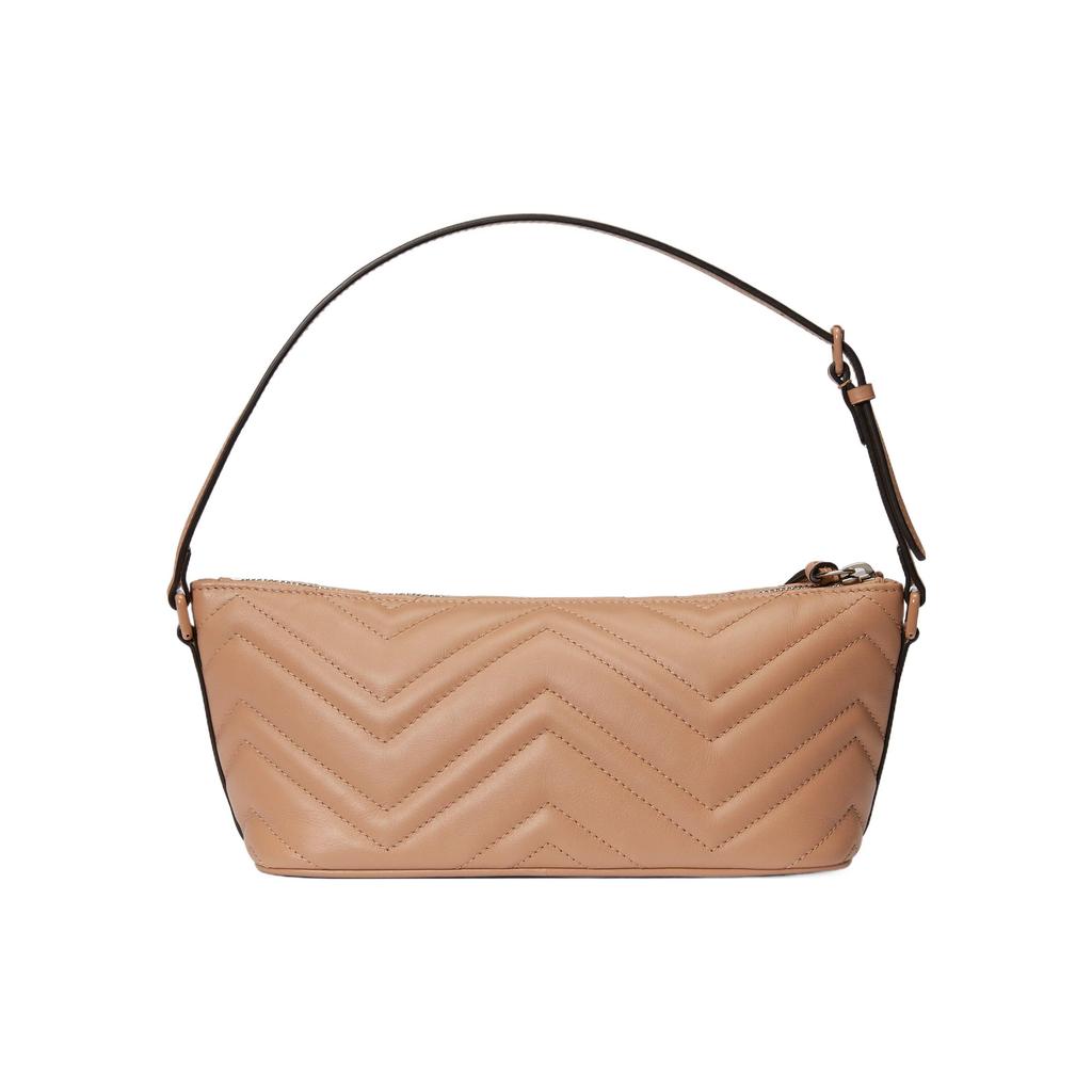 Gucci GG Marmont Double G Logo Quilted Chevron Leather Tote Shoulder Bag Women bags Rose-Beige 739166-DAAAH-2754