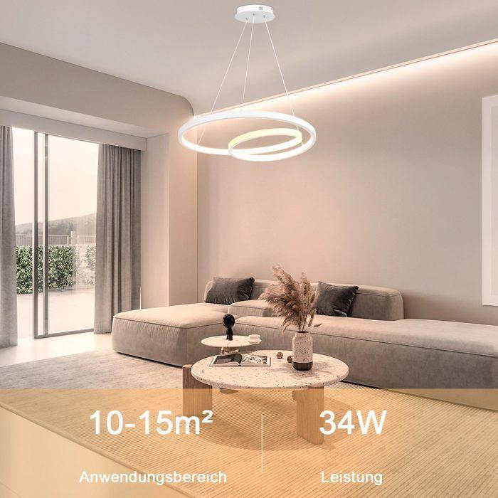 Suspension LED - NETTLIFE - 40 cm - Blanc - Dimmable télécommande - Scandinave
