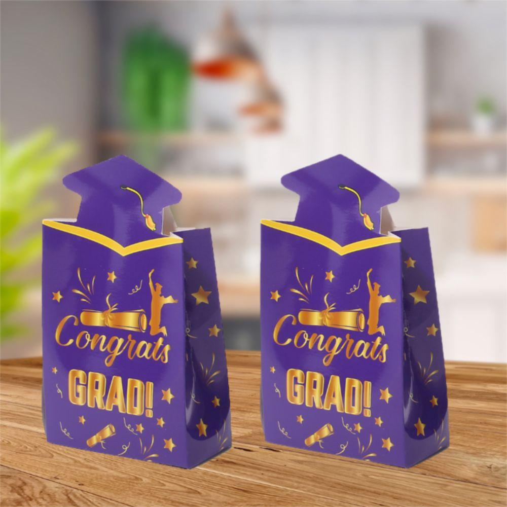 20pcs Congrats Grad Graduation Hat Box Celebration Candy Gift Bag Favor Packaging Box Graduation