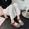 Fashion Women's Baotou Sandals Autumn New Round Head Shallow Mouth Embroidery Anti-slip Wear-resistant Low-top Shoes